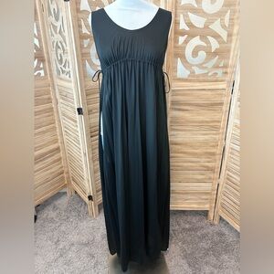 1970s John Kloss Black Nylon Tabard Open Side Dress